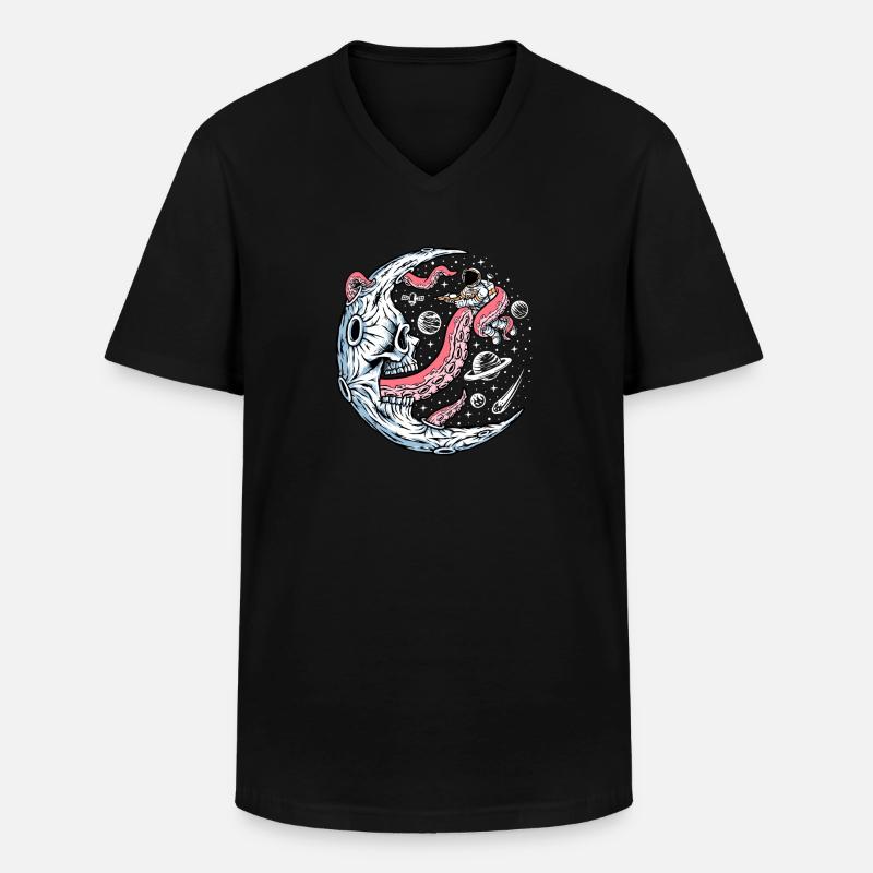 Space Battle with Alien Tentacles - Männer-T-Shirt mit V-Ausschnitt - Schwarz