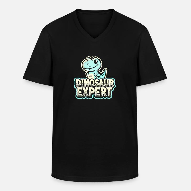 Dinosaurier-Experte - Männer-T-Shirt mit V-Ausschnitt - Schwarz