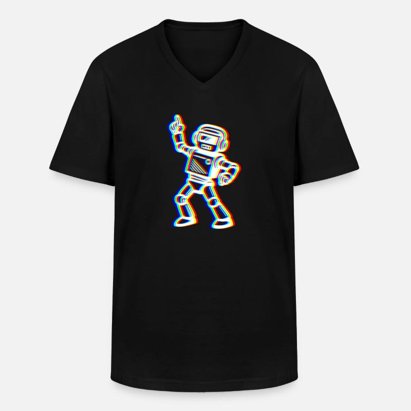 Glitch Bot – Dein Beat! - Männer-T-Shirt mit V-Ausschnitt - Schwarz