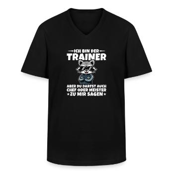 Fußballtrainer Chef oder Meister Waschbär Trainer - Männer-T-Shirt mit V-Ausschnitt - Schwarz - Vorne - AI Model Male 178 dark (178cm)