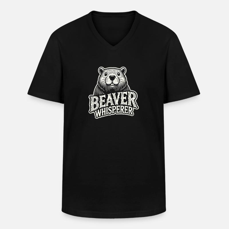 Biberflüsterer - Männer-T-Shirt mit V-Ausschnitt - Schwarz