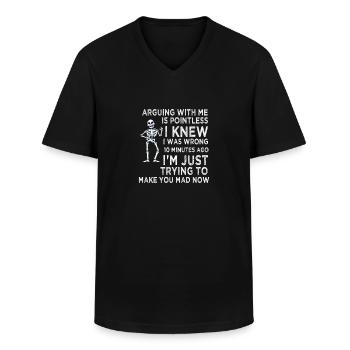 Discuter avec moi est inutile - T-shirt col V Homme - noir - Devant - AI Model Male 178 dark (178cm)