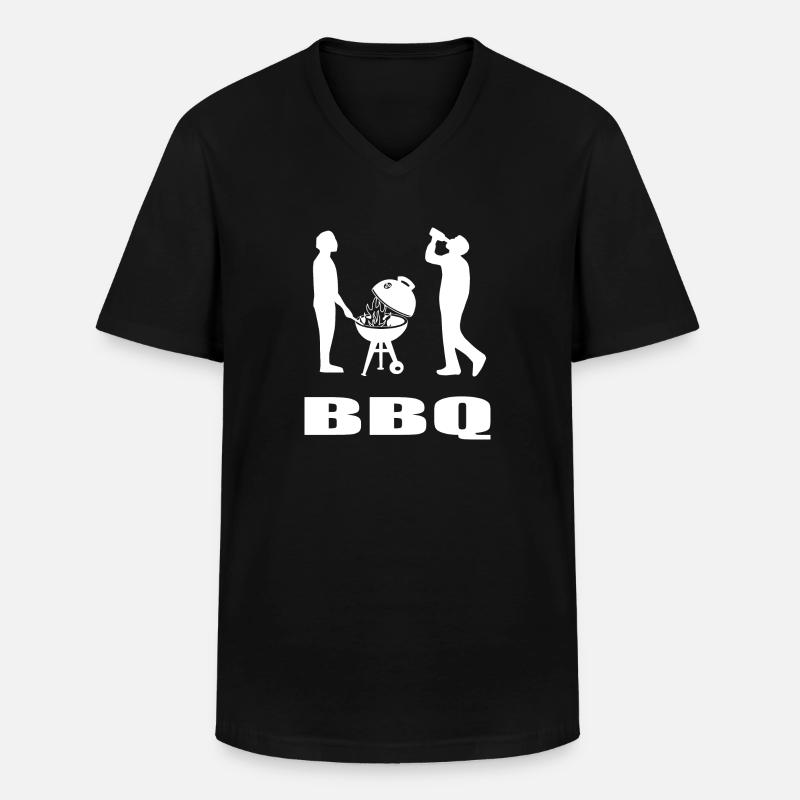 BBQ - Männer-T-Shirt mit V-Ausschnitt - Schwarz