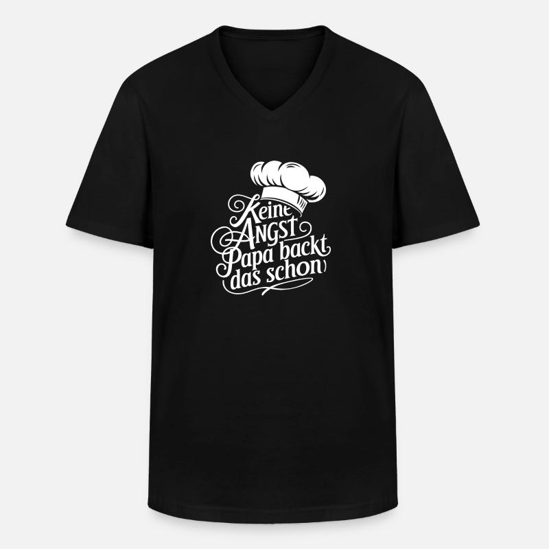 Papa backt das schon - Männer-T-Shirt mit V-Ausschnitt - Schwarz