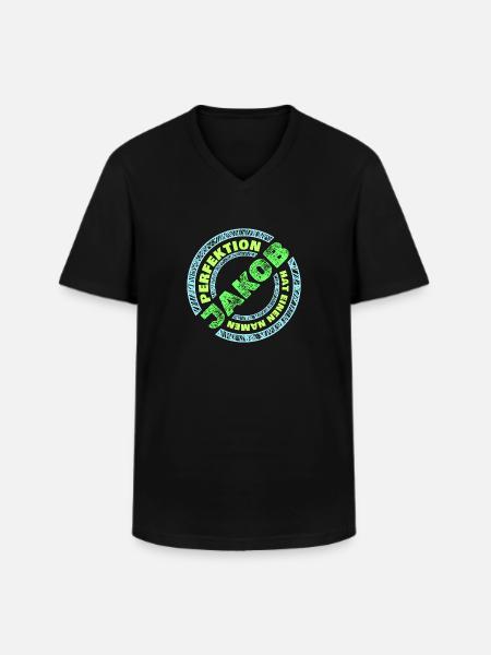 Jakob - Männer-T-Shirt mit V-Ausschnitt - Schwarz