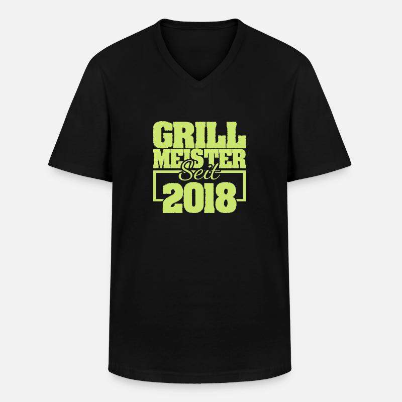 2018 - Männer-T-Shirt mit V-Ausschnitt - Schwarz