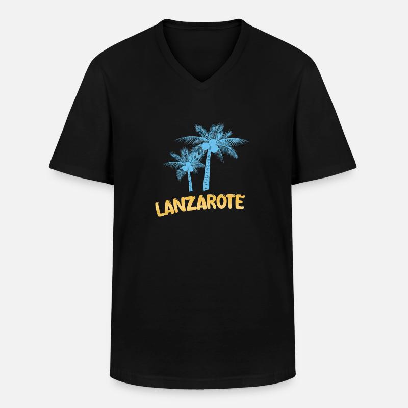 Lanzarote Lanzarote - Männer-T-Shirt mit V-Ausschnitt - Schwarz