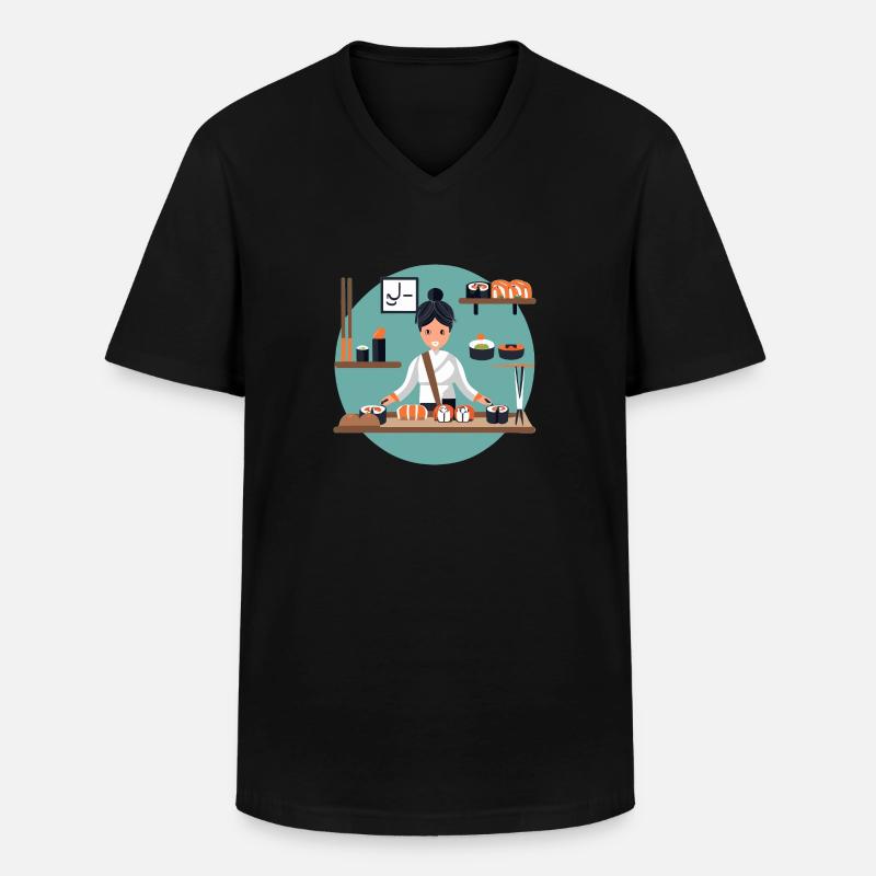 Sushi Mädchen - Männer-T-Shirt mit V-Ausschnitt - Schwarz
