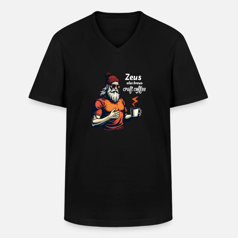 Zeus also brews craft coffee! - Männer-T-Shirt mit V-Ausschnitt - Schwarz