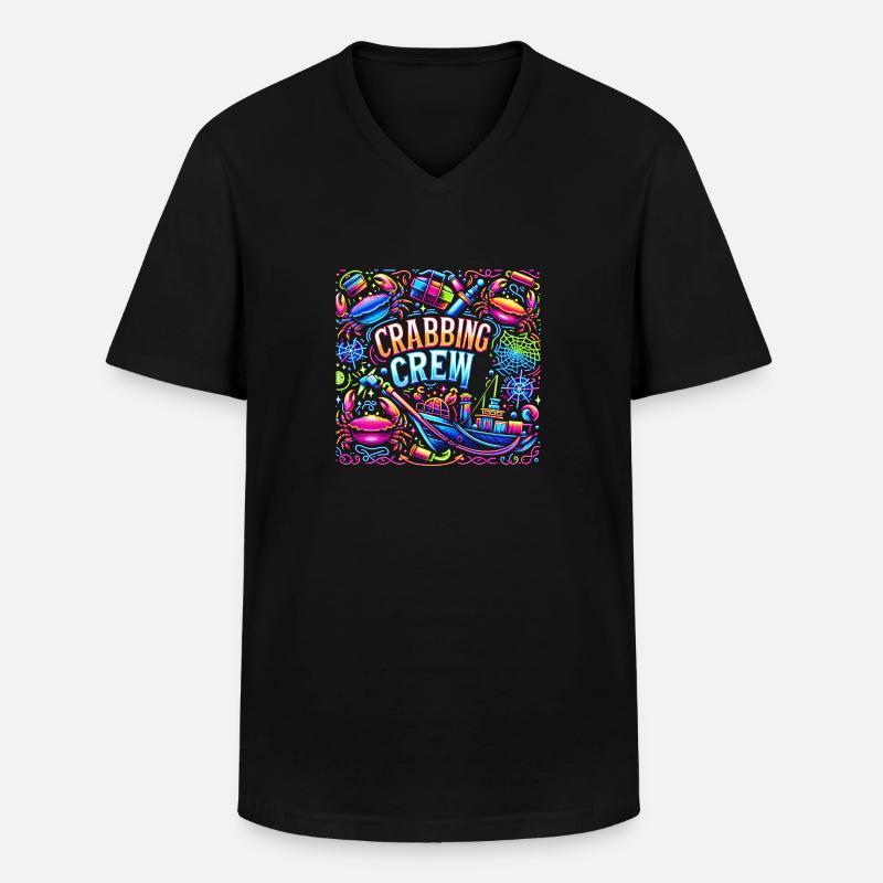 Crabbing Crew 19 - Männer-T-Shirt mit V-Ausschnitt - Schwarz