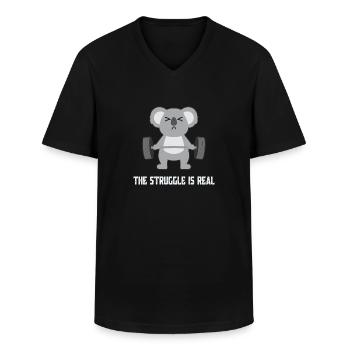 Soulevé de terre - T-shirt col V Homme - noir - Devant - AI Model Male 178 dark (178cm)