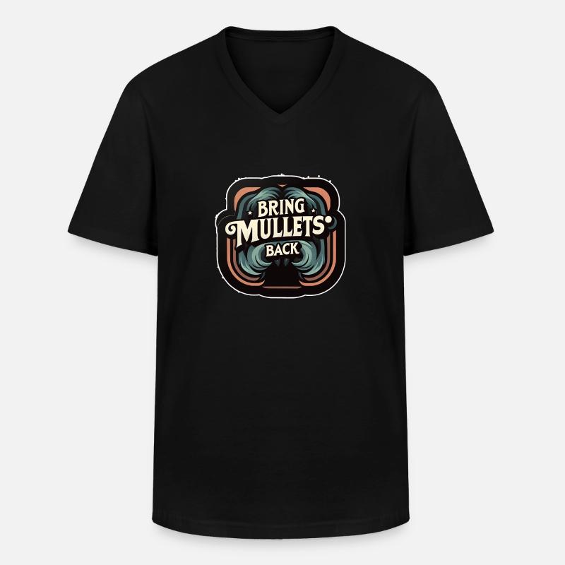 Bring Mullets Back 9 - Männer-T-Shirt mit V-Ausschnitt - Schwarz