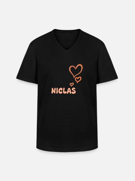 First name Niclas - Men's V-Neck T-Shirt - black
