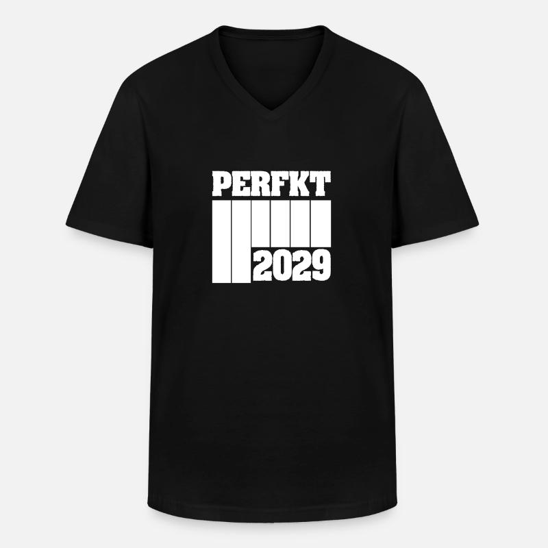 2029 - Männer-T-Shirt mit V-Ausschnitt - Schwarz