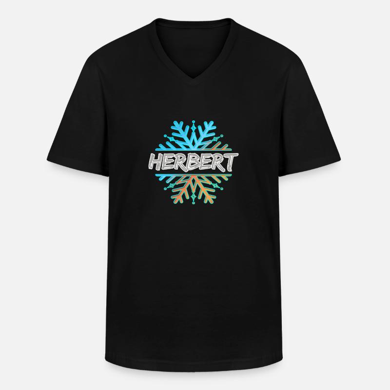 Herbert Herbert - Männer-T-Shirt mit V-Ausschnitt - Schwarz