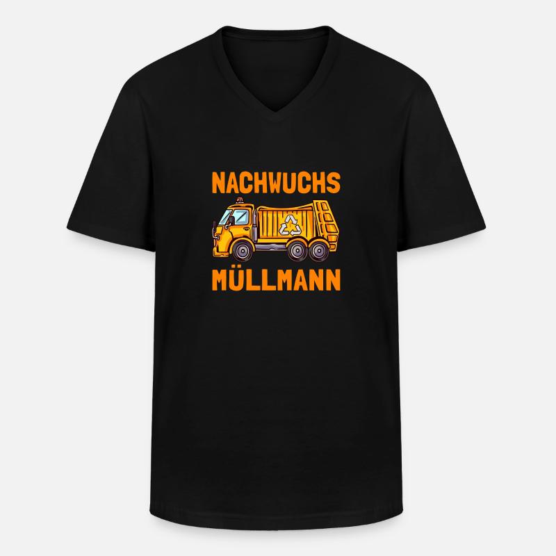 Nachwuchs Müllmann Müllwagen - Männer-T-Shirt mit V-Ausschnitt - Schwarz