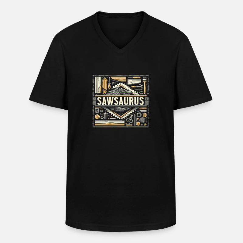 Sawsaurus 6 - Männer-T-Shirt mit V-Ausschnitt - Schwarz