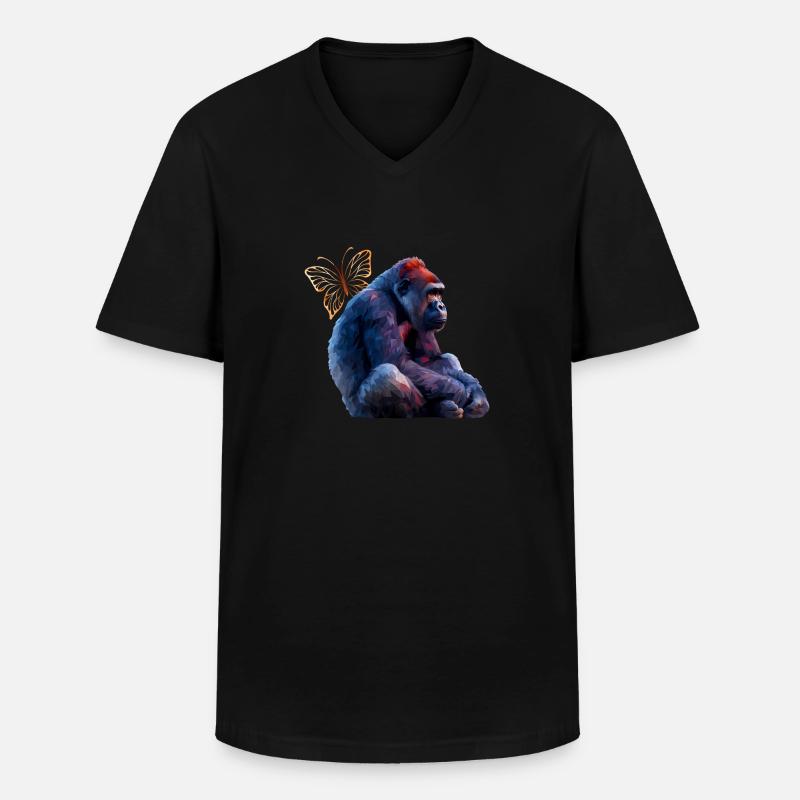 Affe - Männer-T-Shirt mit V-Ausschnitt - Schwarz