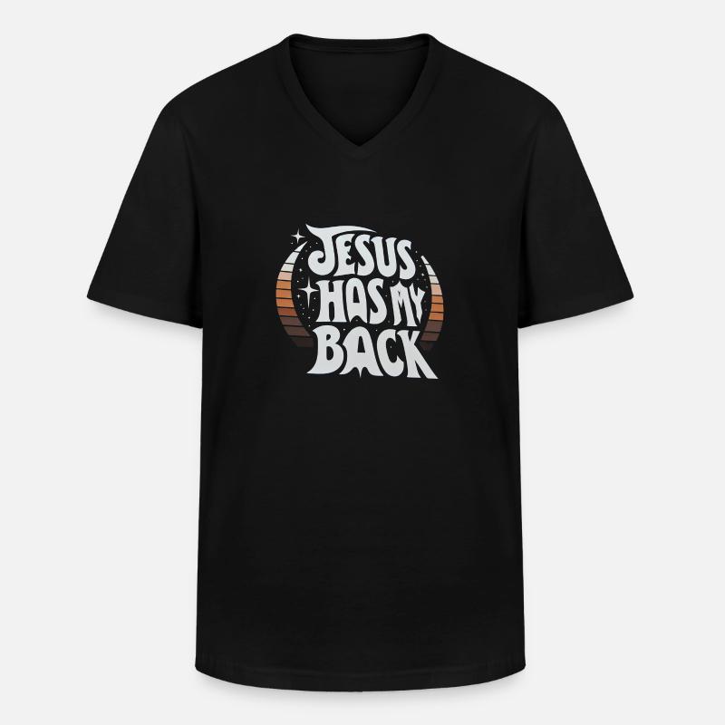 Jesus Has My Back 23 - Männer-T-Shirt mit V-Ausschnitt - Schwarz