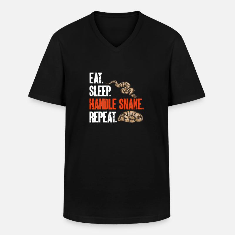 Ball Python Schlange Königspython - Männer-T-Shirt mit V-Ausschnitt - Schwarz