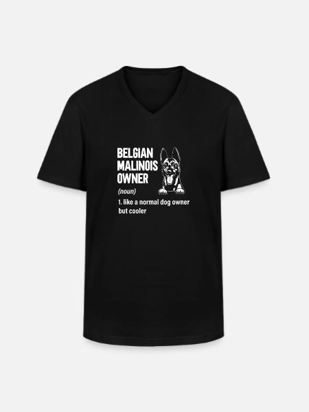 Malinois Berger Belge Malines Chien - T-shirt col V Homme - noir