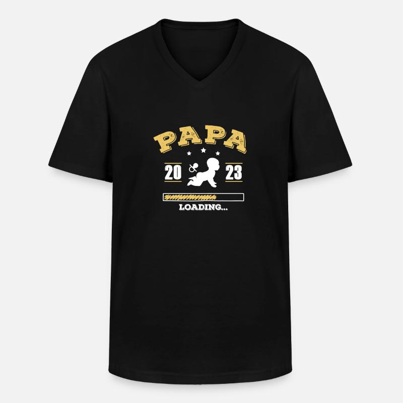 Papa 2023 Loading - Männer-T-Shirt mit V-Ausschnitt - Schwarz