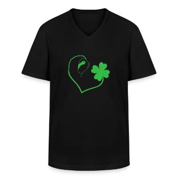Paresseux Cloverleaf Coeur Cloverleaf - T-shirt col V Homme - noir - Devant - AI Model Male 178 dark (178cm)