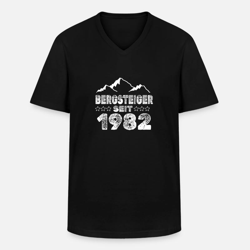 1982 - Männer-T-Shirt mit V-Ausschnitt - Schwarz