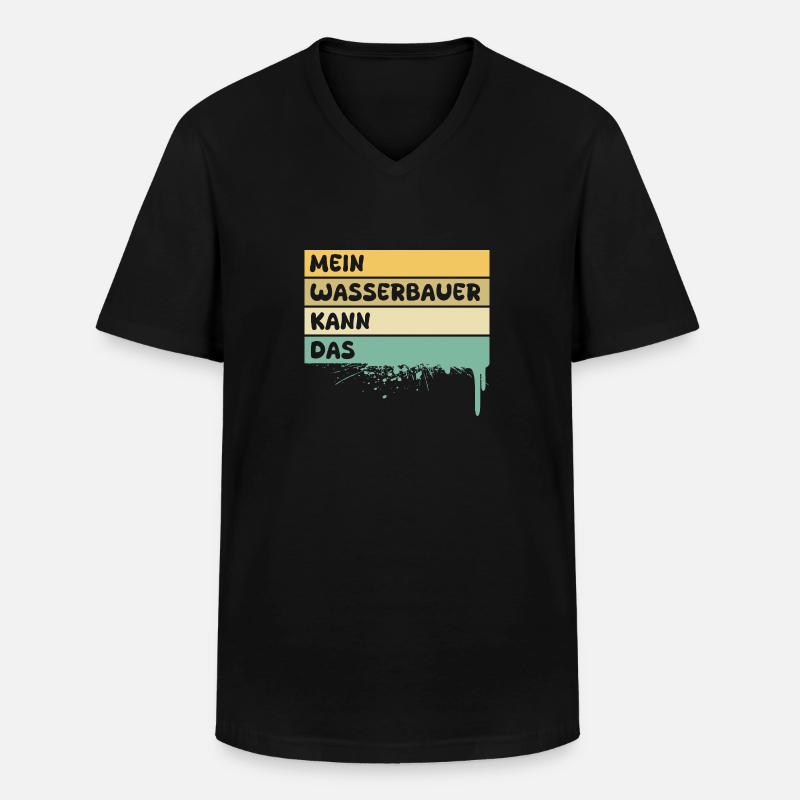 Wasserbauer - Männer-T-Shirt mit V-Ausschnitt - Schwarz