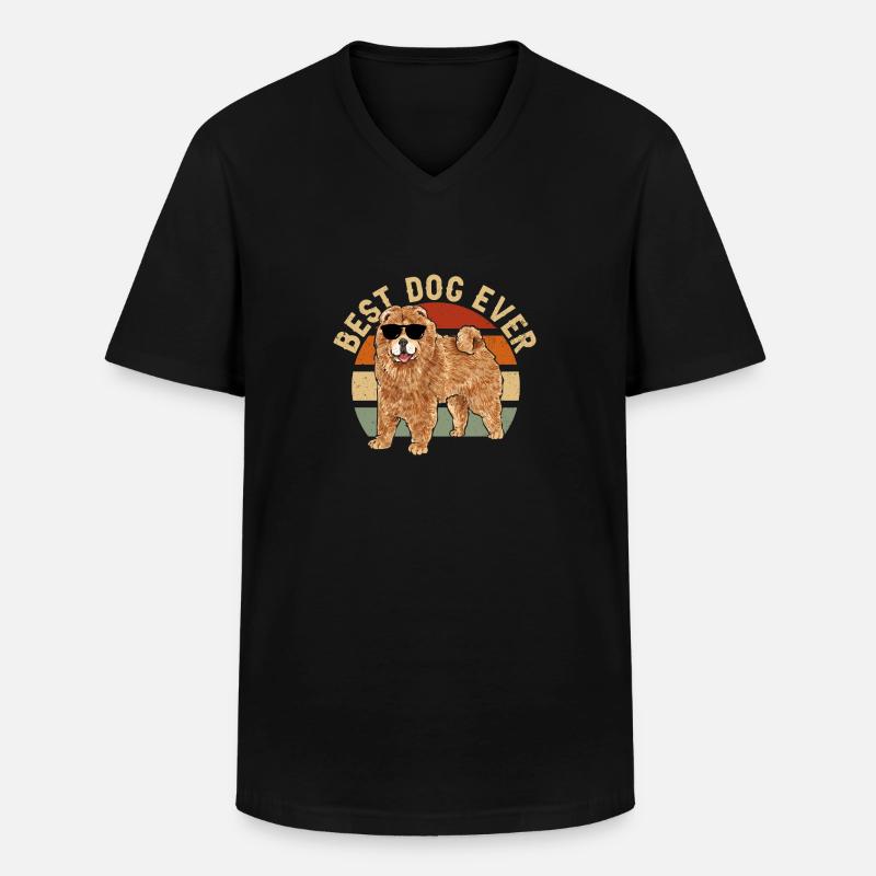Chow Chow Hund - Männer-T-Shirt mit V-Ausschnitt - Schwarz