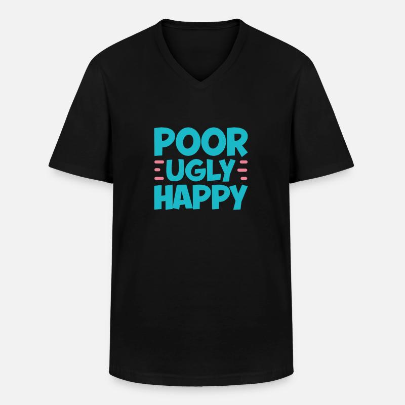 Poor Ugly Happy 2 - Männer-T-Shirt mit V-Ausschnitt - Schwarz