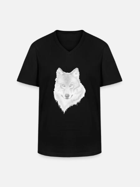 wolf - Men's V-Neck T-Shirt - black