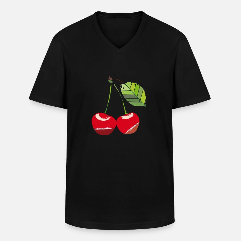 Kirsche - Männer-T-Shirt mit V-Ausschnitt - Schwarz
