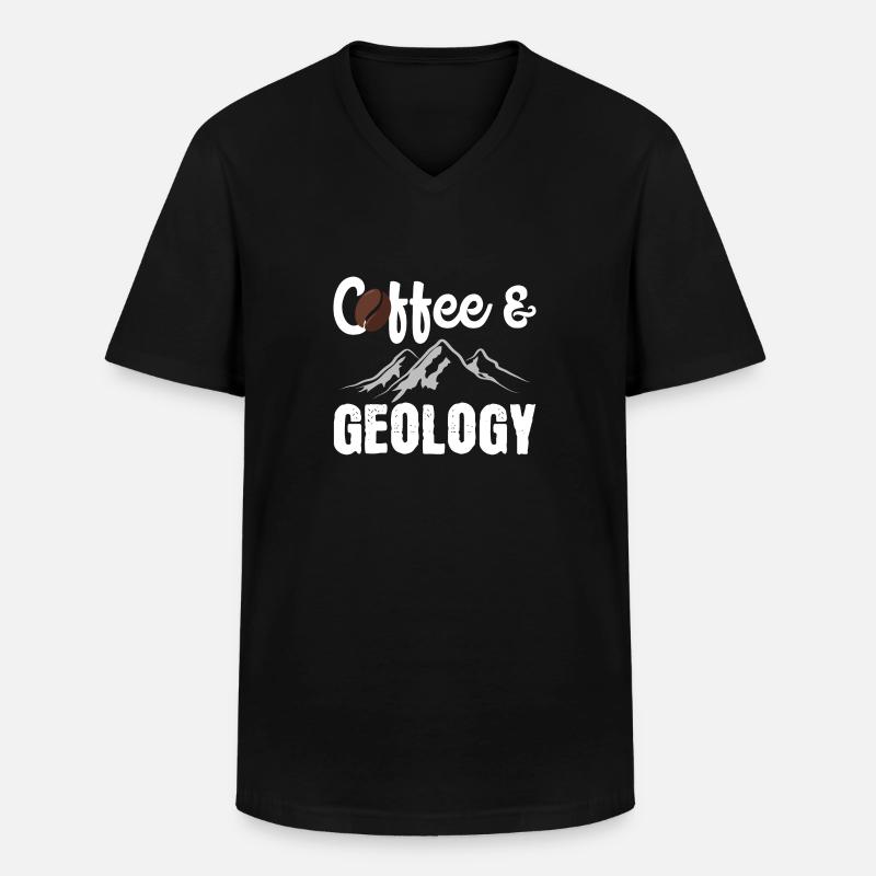 Kaffee und Geologie - Männer-T-Shirt mit V-Ausschnitt - Schwarz