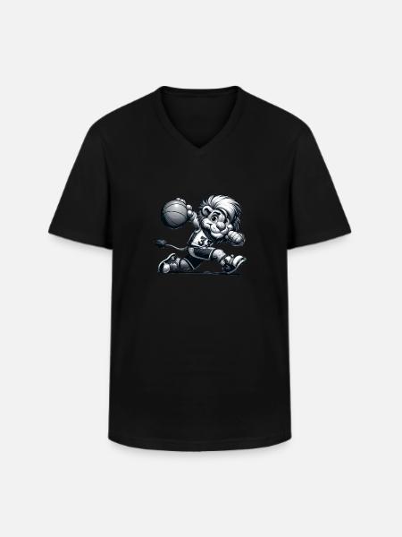 Cute Basketball Player Lion - Männer-T-Shirt mit V-Ausschnitt - Schwarz