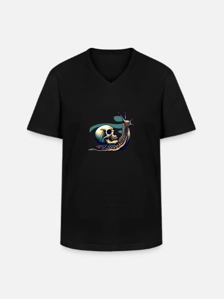 Snail and skull - Men's V-Neck T-Shirt - black