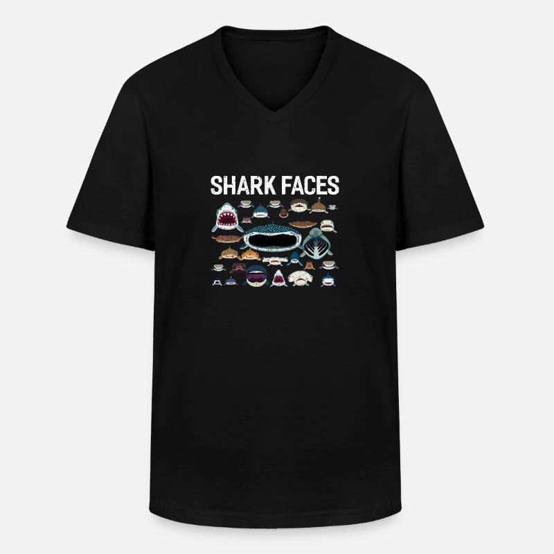 Shark - Männer-T-Shirt mit V-Ausschnitt - Schwarz