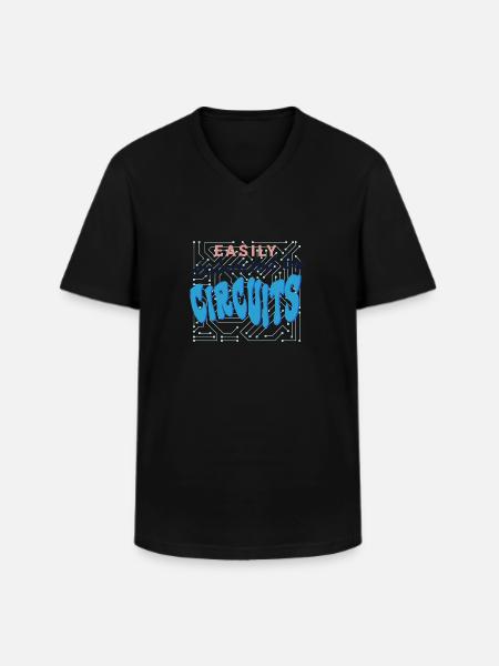 Distracted by Circuits Electrician Craftsman - Men's V-Neck T-Shirt - black