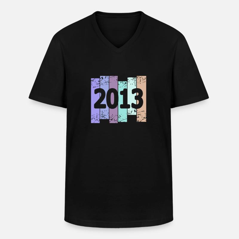 2013 - Männer-T-Shirt mit V-Ausschnitt - Schwarz