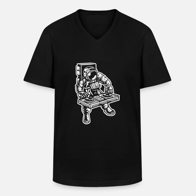 Astronaut DJ - Männer-T-Shirt mit V-Ausschnitt - Schwarz