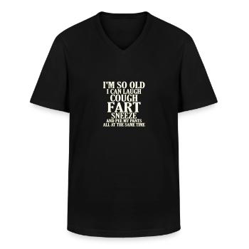 Sarkastisch so alt Husten Furz Niesen Pisse Hose Same - Männer-T-Shirt mit V-Ausschnitt - Schwarz - Vorne - AI Model Male 178 dark (178cm)