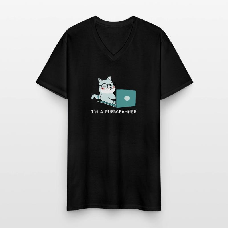 I'm A Purrgrammer Coder Software Developer Compute Männer-T-Shirt mit V-Ausschnitt