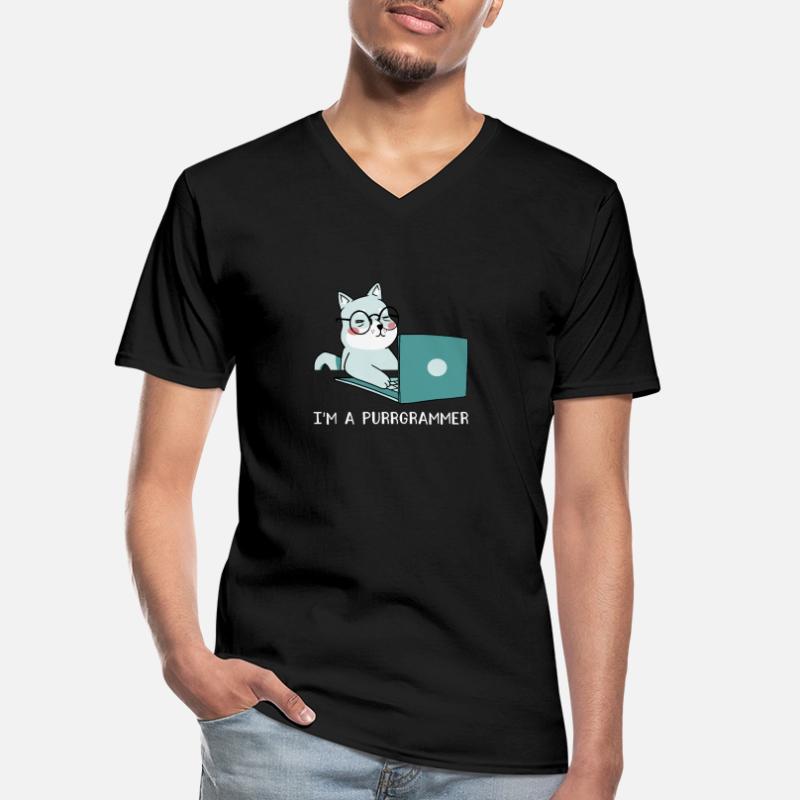 I'm A Purrgrammer Coder Software Developer Compute Männer-T-Shirt mit V-Ausschnitt