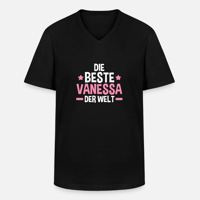 Vanessa - Männer-T-Shirt mit V-Ausschnitt - Schwarz
