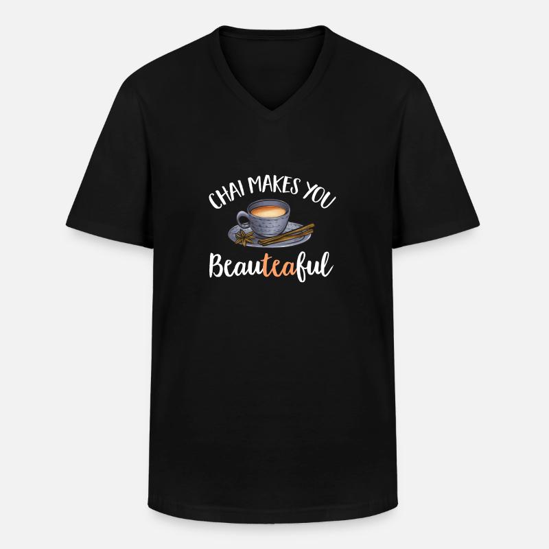 Chai Tee Masala Chai - Männer-T-Shirt mit V-Ausschnitt - Schwarz