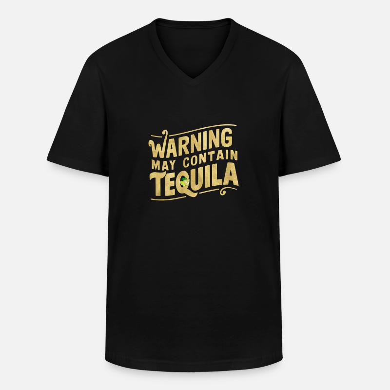 Warning May Contain Tequila 14 - Männer-T-Shirt mit V-Ausschnitt - Schwarz
