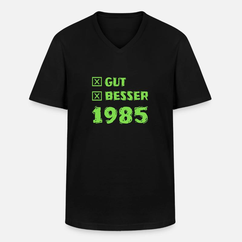 Jahr 1985 - Männer-T-Shirt mit V-Ausschnitt - Schwarz