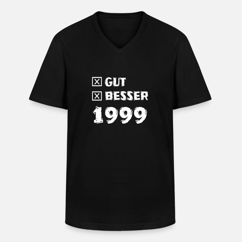 1999 - Männer-T-Shirt mit V-Ausschnitt - Schwarz