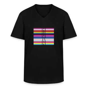 LBGT Flag Gay Pride Human - Men's V-Neck T-Shirt - black - Front - AI Model Male 178 dark (178cm)