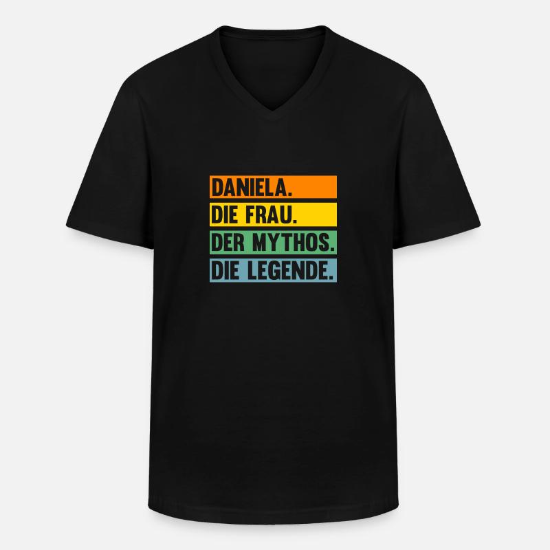 Daniela - Männer-T-Shirt mit V-Ausschnitt - Schwarz